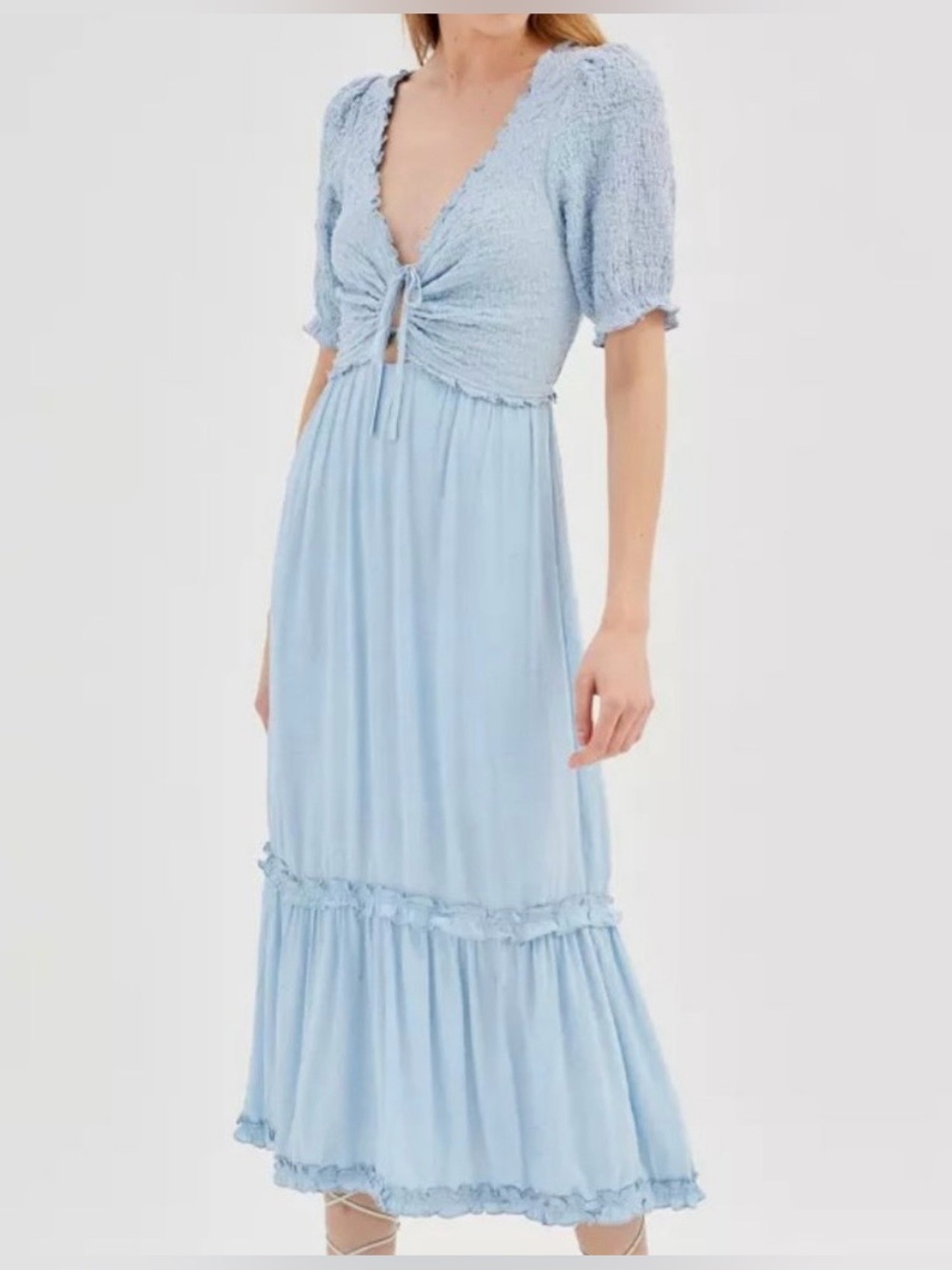 Urban Outfitters Light Blue Tie-Front Maxi Dress